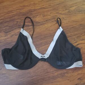 Victoria's Secret Black Mesh Silver Trim Chic Feminine Retro Y2K Bra Size 36C